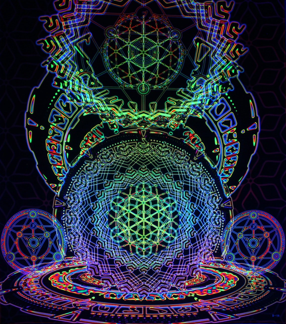 Spiritual Tapestry SACRAL PORTAL Blacklight Trippy Tapestry Etsy