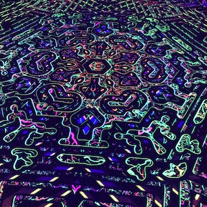 Art Print on lycra NANO TEXTURE - Psychedelic Canvas UV Spiritual Gift Sacred Geometry Trance Visionary Art Neon Sign