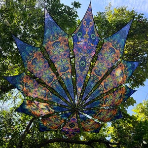 S, M, L, Ceiling Decoration, Festival Canopy 12/6 petals set, Sacral geometry UV-Reactive Psychedelic Artwork