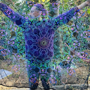 1 Layer Mesh Print 3D Installation, Blacklight Spiritual Tapestry fractal art Fabric Poster Aesthetic