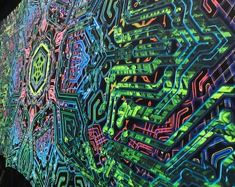 UV Sacred Geometry Tapestry – Psychedelic Blacklight Lycra Wall Hanging