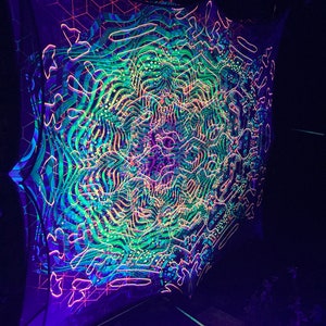 FRACTAL 1 Layers Mesh Print 1 Layer Lycra Print 3D Installation, Blacklight Spiritual Tapestry fractal art Fabric Poster Aesthetic image 4