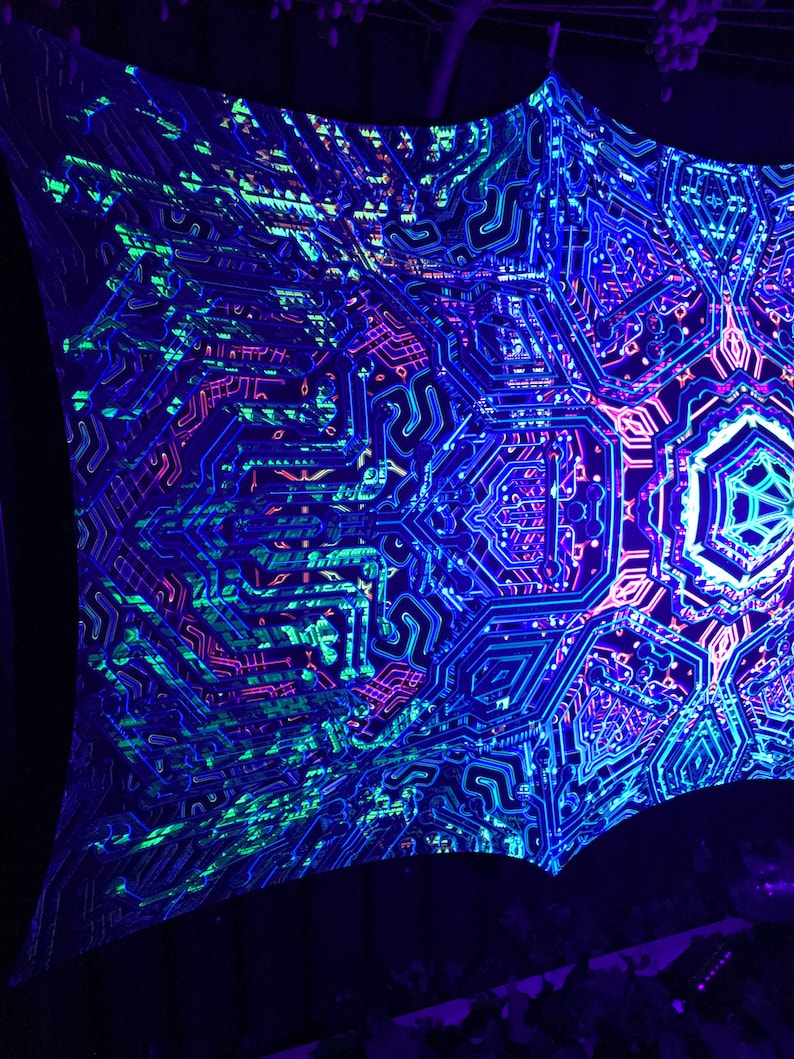 Kunstdruck auf Lycra SACRALIS Psychedelische Leinwand UV spirituelles Geschenk Heilige Geometrie Trance Visionäre Kunst Bild 6