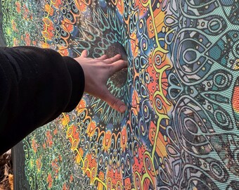 Glow in the Dark Trippy Psychedelic Mandala Tapestry, 3D UV Blacklight Wall Decor for Party Vibes