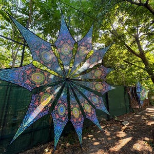 S, M, L, Ceiling Decoration, Festival Dj Stage 12/6 petals set, Sacral geometry UV-Reactive Psychedelic Artwork