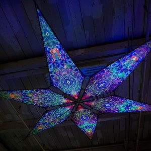 Ceiling Decoration Many Eyes Psychedelic Canopy 12 or 6 petals set. UV-Reactive Psychedelic Decoration image 7