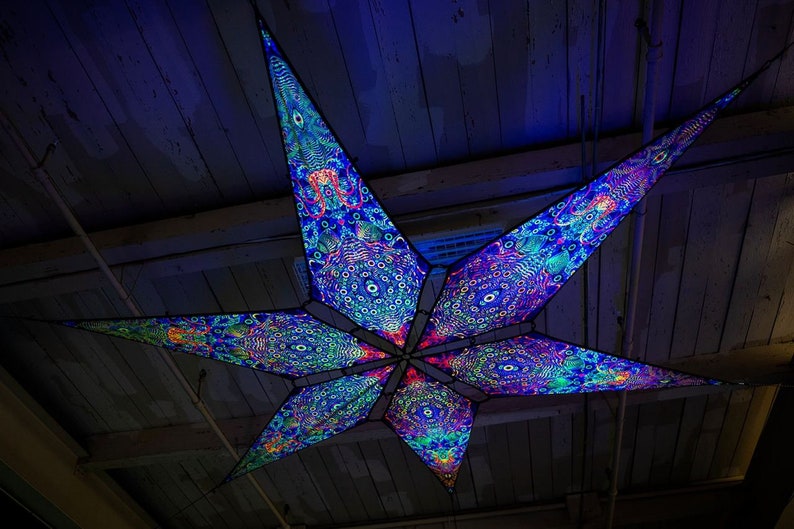 Ceiling Decoration Many Eyes Psychedelic Canopy 12 or 6 petals set. UV-Reactive Psychedelic Decoration image 7