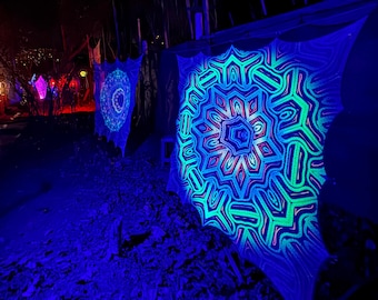 Glow in the Dark Party UV Blacklight Tapestry 3D Printed Fabric Mandala Backdrop