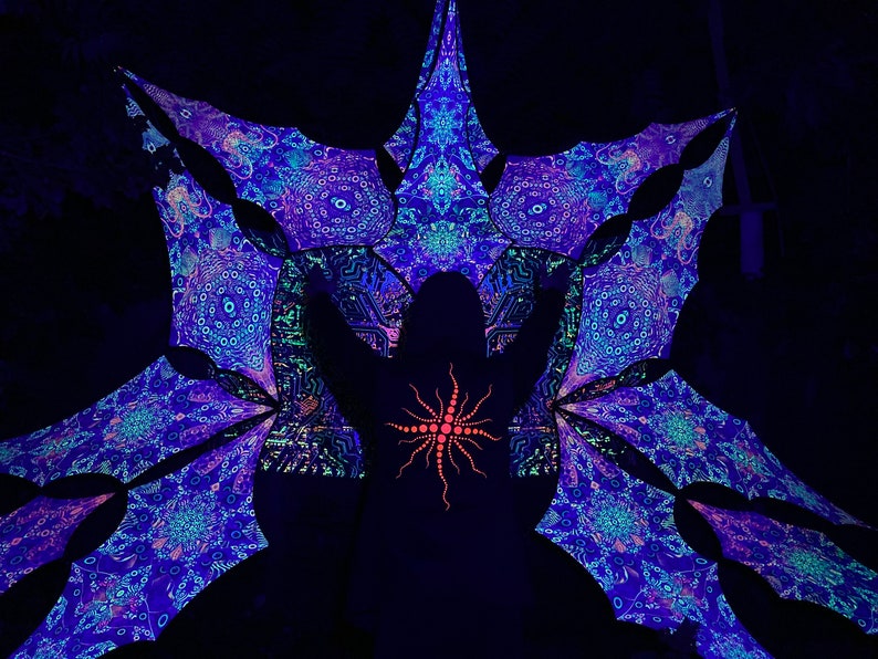 UV-Reactive Psychedelic Decoration Stage Design Sacral Portal Psychedelic Canopy 12 petals set with satin print image 1