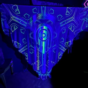 Glowing Wall Hanging Tapesrty, UV Blacklight Festival Decor, Psychedelic DJ Booth Backdrop