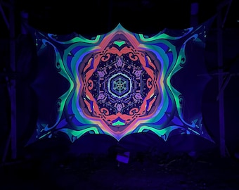 Art print on Mesh Sacralis - Psychedelic UV Spiritual Gift Sacred Geometry Trance Visionary Artwork