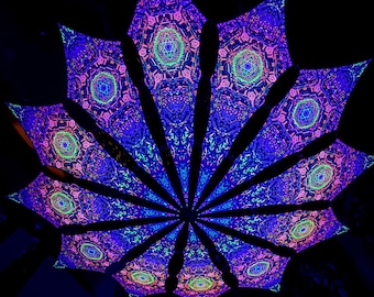 Custom Festival Canopy - &quot;Sacralis&quot; Psychedelic Ceiling Decoration 12  petals set, UV-Reactive Psychedelic Decoration S, M, L