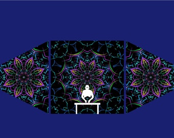 UV-reaktiv psykedelisk lycra DJ-båsdekor, blomblå design