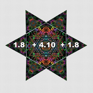 7.7x7.7m Black light UV reactive Print SET, Canopy Festival Installations, Psytrance Ceiling decor, Fluorescent Neon Sign Art, Glow Party