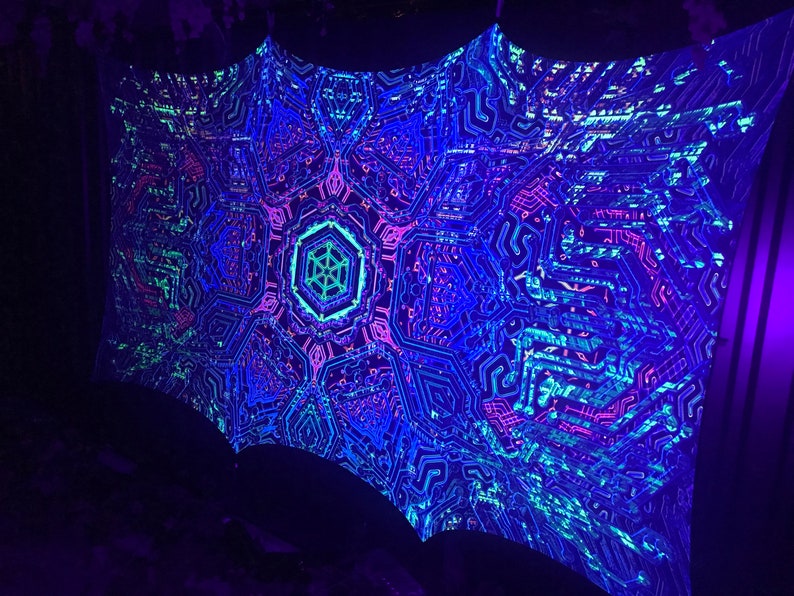 Kunstdruck auf Lycra SACRALIS Psychedelische Leinwand UV spirituelles Geschenk Heilige Geometrie Trance Visionäre Kunst Bild 10