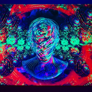 Psychedelische achtergrond Voronoy breuk zwart licht trippy tapijt gloed UV partij decor muur opknoping fractal kunst meditatie shivaomart afbeelding 1