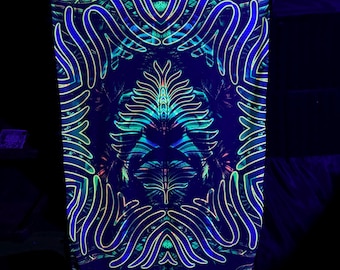 Psychedelic Wall Hanging Tapestry, 3D Blacklight Neon Art