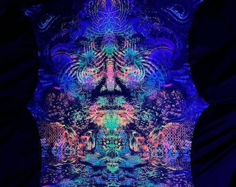 Trippy UV Reactive Tapestry – Psychedelic Shamanic Black Light Art