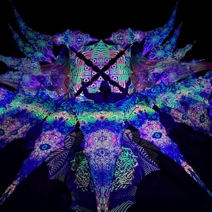 UV-Reactive Psychedelic DJ Stage Decoration  5 * 7 m - &quot;3D Eye Portal&quot; Psychedelic trance DJ stage