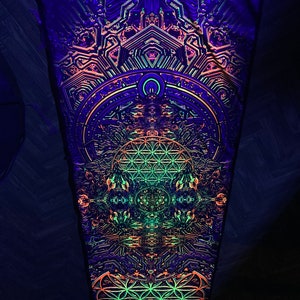 Sacral Gates 2 Art Print on Lycra Psychedelic Canvas UV: Sacred Geometry and Spiritual Trance, Buddha Wall Art, UV printing, Abstract art image 6