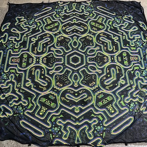 Siatka mandali UV Blacklight: zielona, psychodeliczna dekoracja ścienna