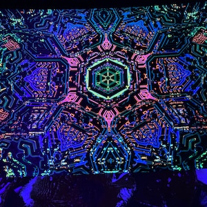 Kunstdruck auf Lycra SACRALIS Psychedelische Leinwand UV spirituelles Geschenk Heilige Geometrie Trance Visionäre Kunst Bild 9