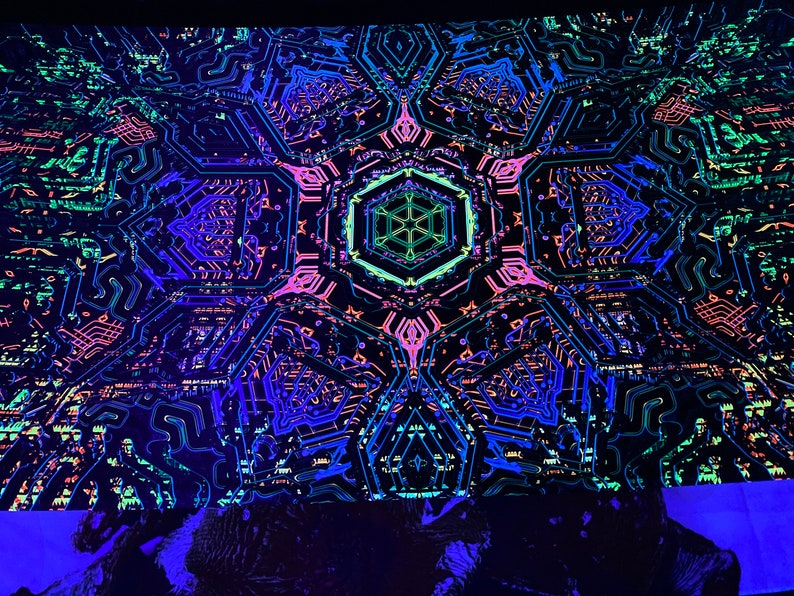 Kunstdruck auf Lycra SACRALIS Psychedelische Leinwand UV spirituelles Geschenk Heilige Geometrie Trance Visionäre Kunst Bild 9