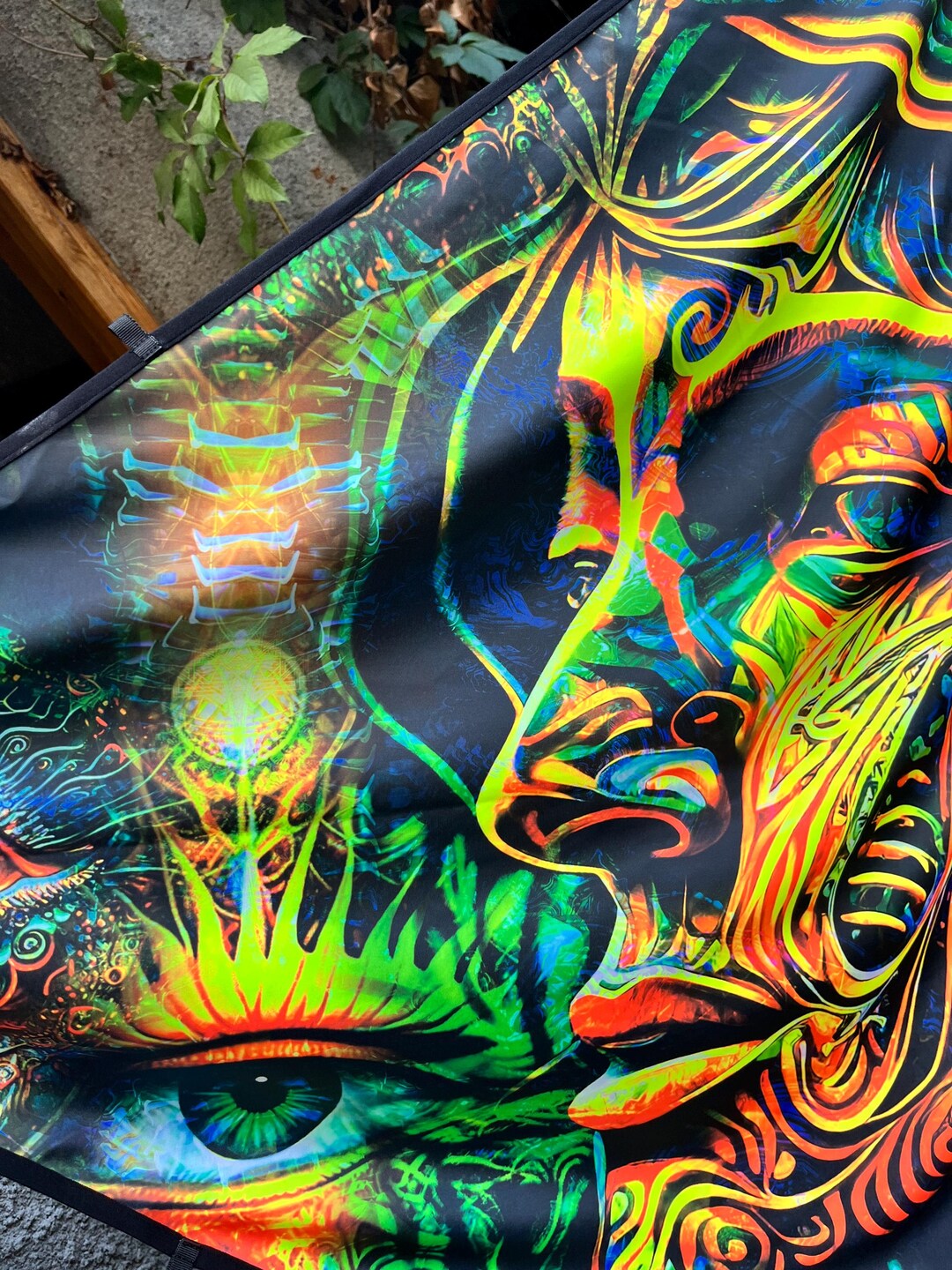 UV Reactive Psychedelic Tapestry, Visionary Woman, Triangle Wall Art - Etsy