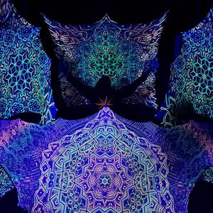 UV Psychedelic DJ-scenuppsättning – Sacred Geometry-tapet, Ravedekor
