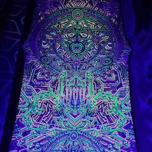 Sacral Gates Art Print on Lycra - Psychedelic Canvas UV: Sacred Geometry and Spiritual Trance, Buddha Wall Art, UV printing, Party decor