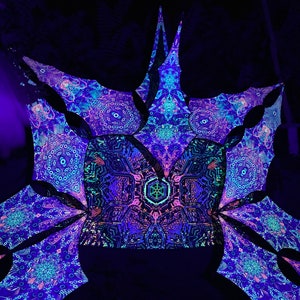 UV-Reactive Psychedelic Decoration Stage Design Sacral Portal Psychedelic Canopy 12 petals set with satin print image 8