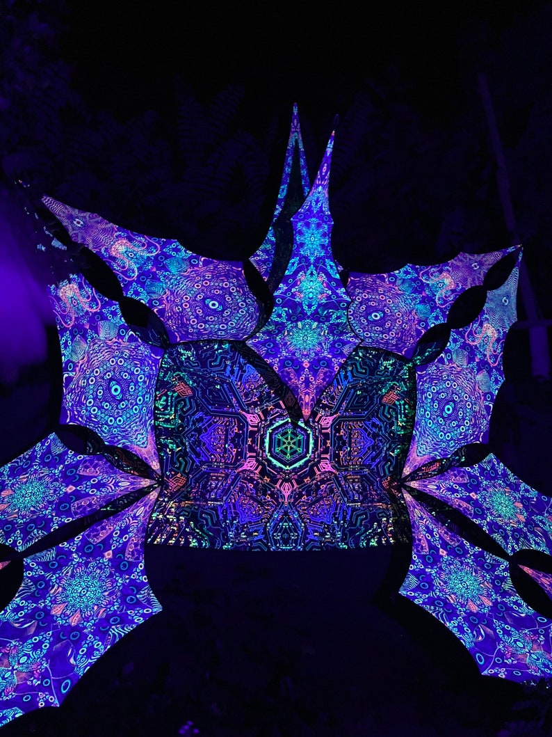UV-reactieve psychedelische decoratie decorontwerp Sacral Portal psychedelische luifel 12 bloemblaadjes set met satijnen print afbeelding 8