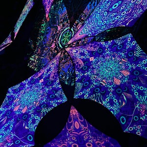 UV-reactieve psychedelische decoratie decorontwerp Sacral Portal psychedelische luifel 12 bloemblaadjes set met satijnen print afbeelding 6