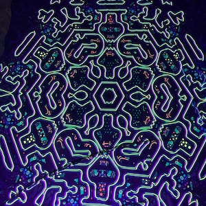 1 Layer Mesh Print 3D Installation, Blacklight Spiritual Tapestry fractal art Fabric Poster Aesthetic image 6