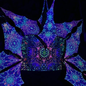 UV-Reactive Psychedelic Decoration Stage Design Sacral Portal Psychedelic Canopy 12 petals set with satin print image 2