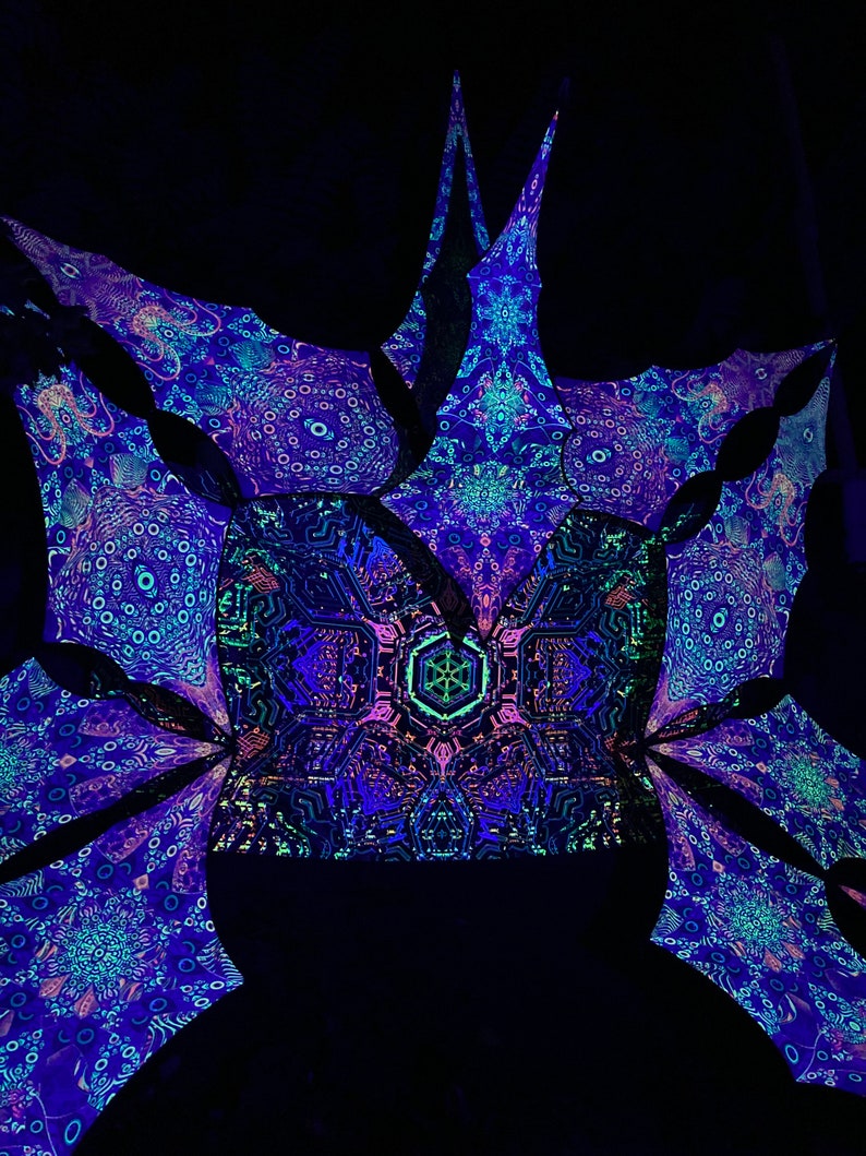 UV-Reactive Psychedelic Decoration Stage Design Sacral Portal Psychedelic Canopy 12 petals set with satin print image 2