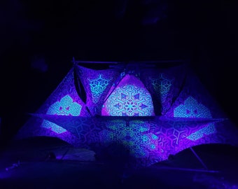 DJ Stages - Atlant Star - UV Psychedelic Decoration, Fluorescent Canopy, Festival Art Blacklight Glow Trippy Psytrance Hippie Goa