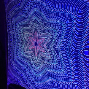 Spiritual lycra tapestry, optical illusion, uv backdrop, forest spirit tapestry, esoteric visionary, art neon light, synth trippy art image 4