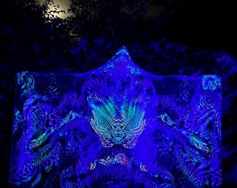 Psychedelische Kapuzen Decke - UV Rave Umhang, Meditatives Design