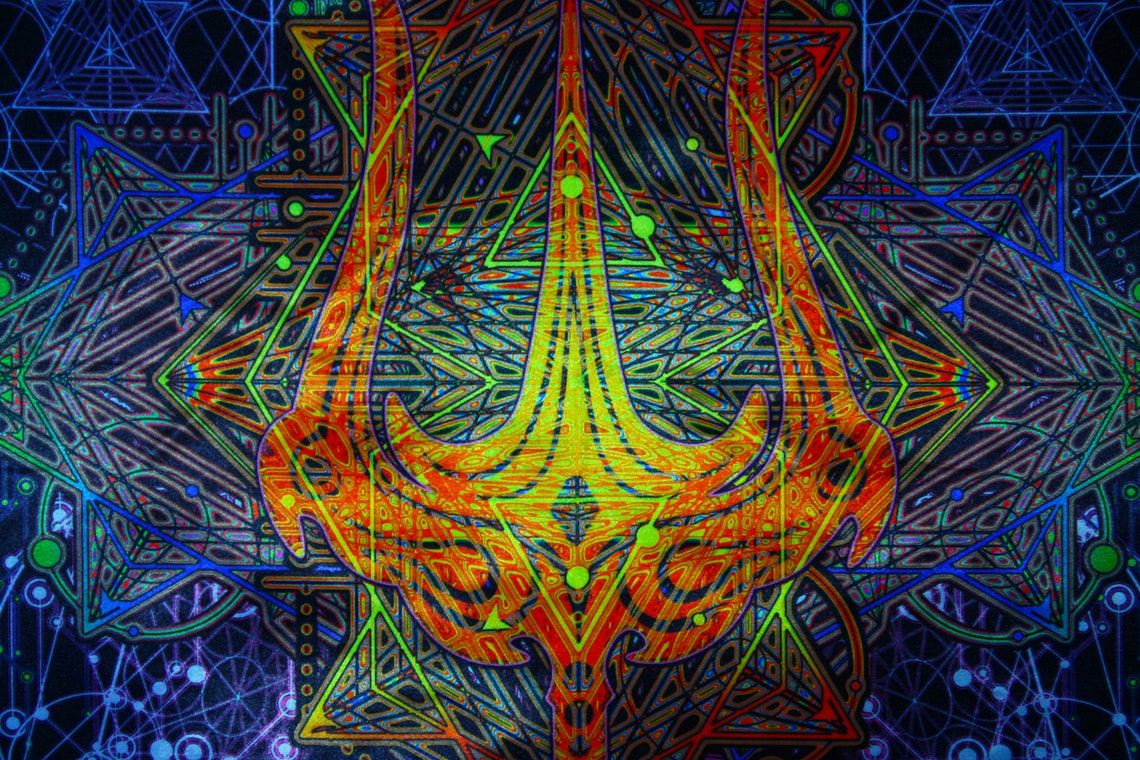 Spiritual Tapestry TRISHULA Uvreactive Backdrop Shiva Etsy