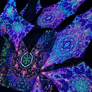 UV-reactieve psychedelische decoratie decorontwerp Sacral Portal psychedelische luifel 12 bloemblaadjes set met satijnen print afbeelding 4