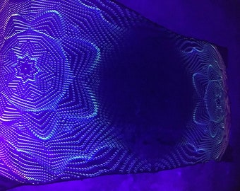 1 Layers Long Mesh Prints 3D Installation, Blacklight Spiritual Tapestry, Fractal art Fabric Poster, Aesthetic, Neon Sign Art, Glow art