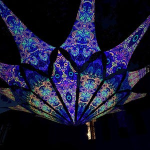 S, M, L, Ceiling Decoration, Festival Canopy 24 petals set, Sacral geometry UV-Reactive Psychedelic Artwork
