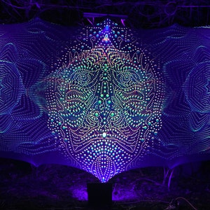 CHAMA 3 Layers Long Mesh Prints 3D Installation, Blacklight Spiritual Tapestry fractal art Fabric Poster Aesthetic image 1
