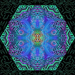 6.6x6.6Ft Sacred geometry Optical Flower Print, Psy Art for Neon Sign Aesthetics, Mandala tapestry, Visionary art