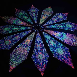 Ceiling Decoration Many Eyes Psychedelic Canopy 12 or 6 petals set. UV-Reactive Psychedelic Decoration image 4