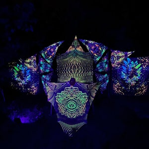 Large DJ Stages SET - Psychedelic Festival Outfit Accessory, 3D-Illustration black light Tapestries in Spiritual Trance