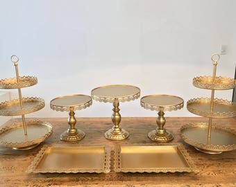 gold cake stand etsy