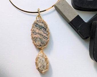 Egyptian-style necklace, Large feldspar gemstone pendant, feldspar jewellery, large pendant, Choker necklace, Egyptian necklace