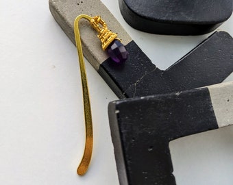 Jewellery bookmark, Faceted Amethyst, Amethyst bookmark, Metal bookmark, booklover gift, Crystal Bookmark, February birthstone